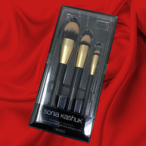 Sonia Kashuk Flawless Foundation Brush Set 3 Pc Professional Makeup Brushes New